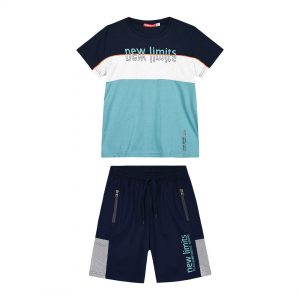 Boy΄s jersey set with panelling and print