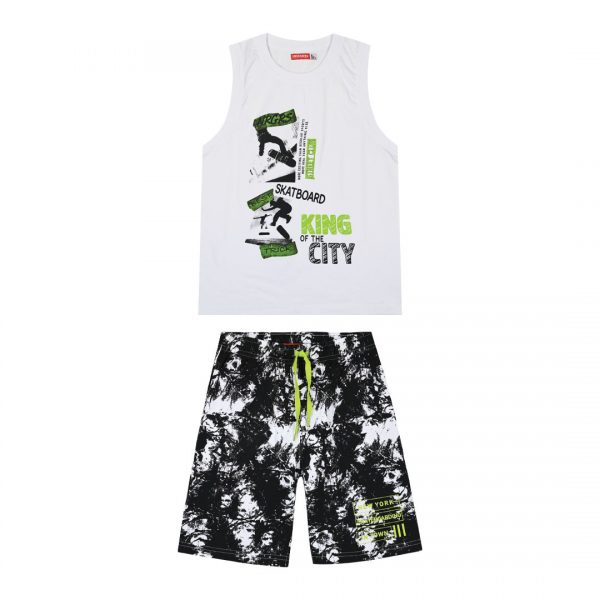 Boy΄s jersey set with print on the shirt and bermuda