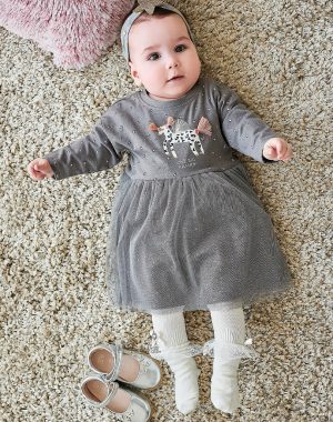 Baby dress with stars and soft tulle. (0-18 Months)