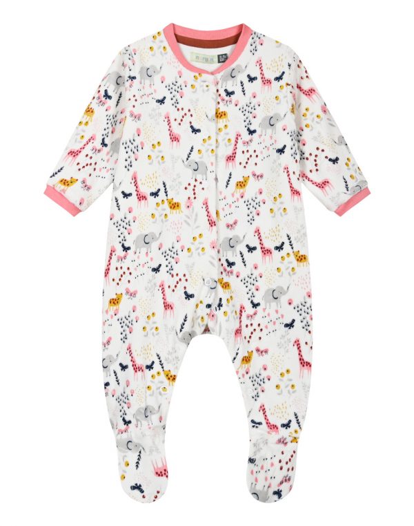 Baby Girl΄s Print Velvet Button Up Romper (0-24 Months)