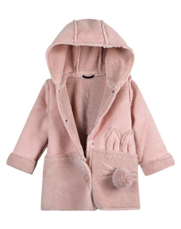 Baby mouton coat for Girl with hood. (6-24 Months)