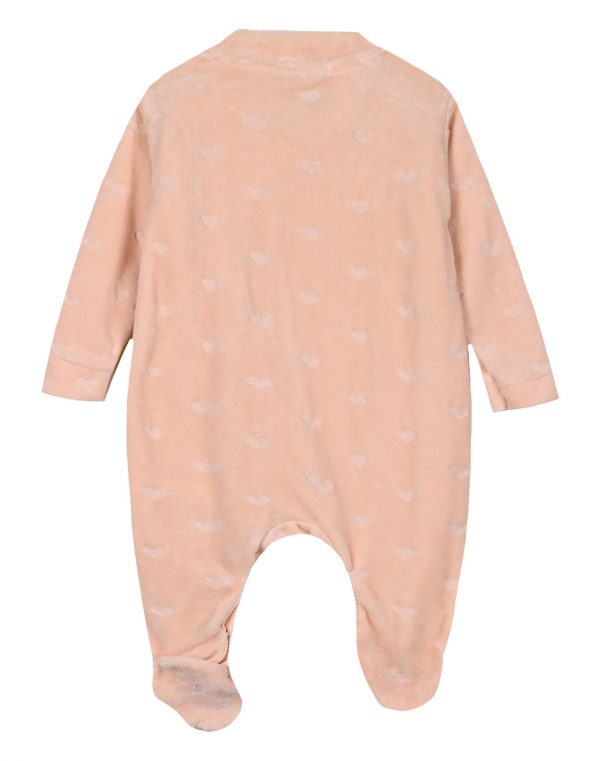 Girl΄s velor bodysuit, easy opening (3 Months - 18 Months)