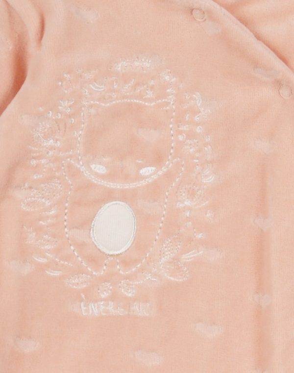 Girl΄s velor bodysuit, easy opening (3 Months - 18 Months)