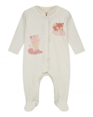 Velor bodysuit for Girls with front pockets (Age range: 0 Months -15 Months)