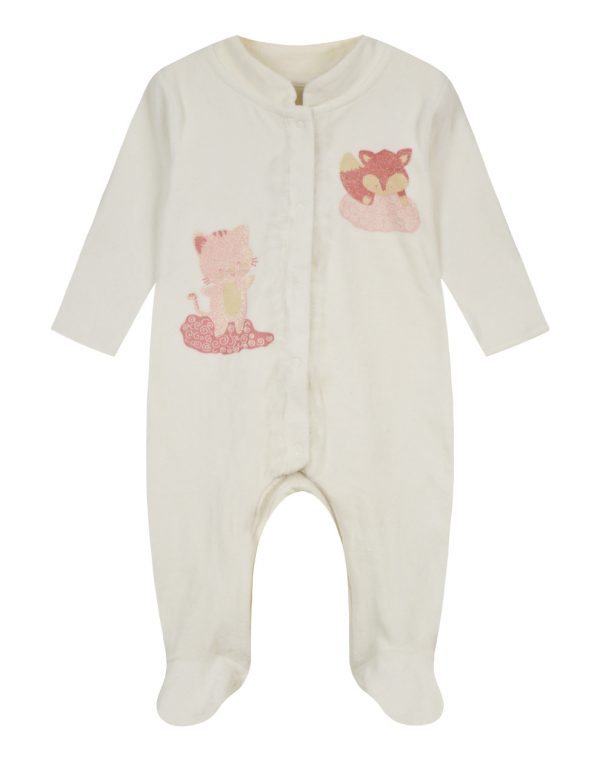 Velor bodysuit for Girls with front pockets (Age range: 0 Months -15 Months)