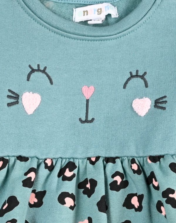 Baby sweatshirt dress with allover print and hair band(3 -18 Months)