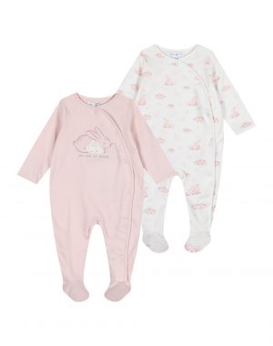 ENERGIERS gift set 2-piece cotton robbers with zipper, Girl (3 -18 months)