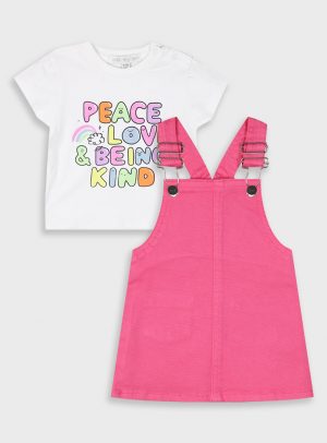 Set t-shirt with overalls for baby girls (3 - 24 months)