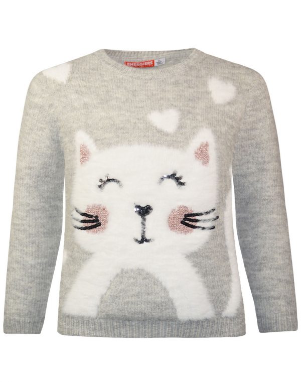 Sweater kitty artwork with metallic yarn details