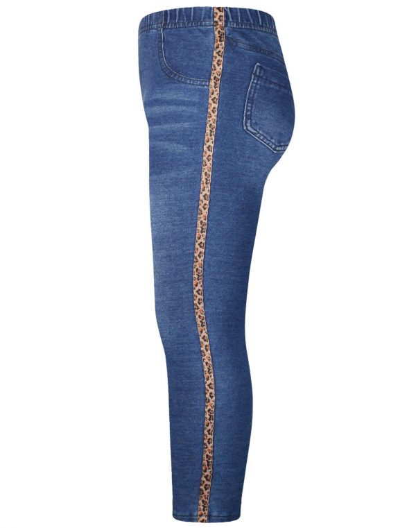 Leggings denim elastic with animal print tape