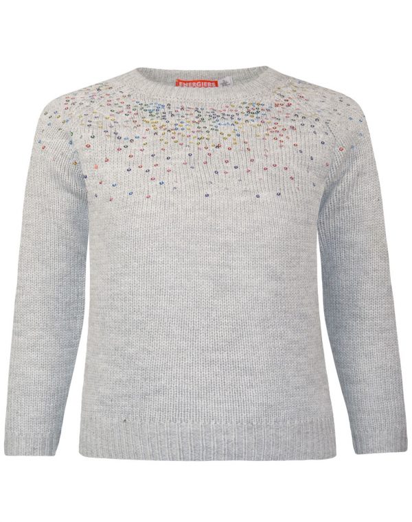 Sweater one-colored with decorative sequins