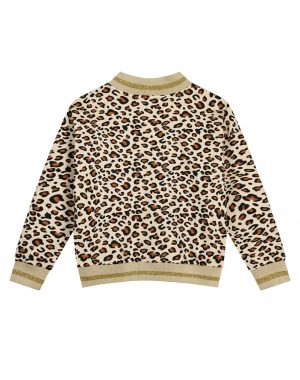 Girl΄s fleece jacket with leopard animal print