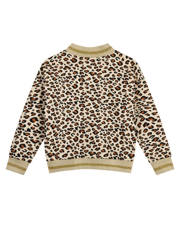 Girl΄s fleece jacket with leopard animal print