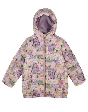 Girl΄s floral print jacket with hood