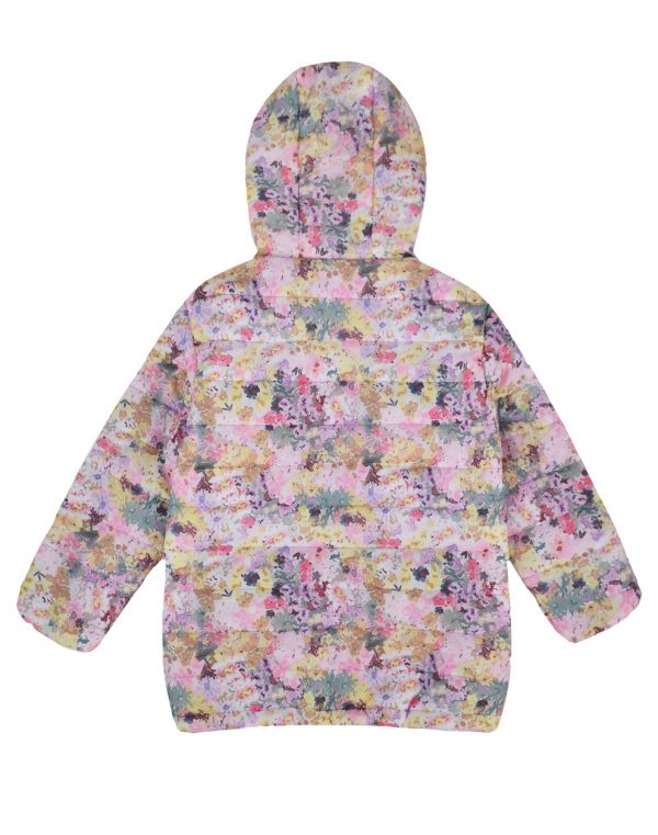 Girl΄s floral print jacket with hood