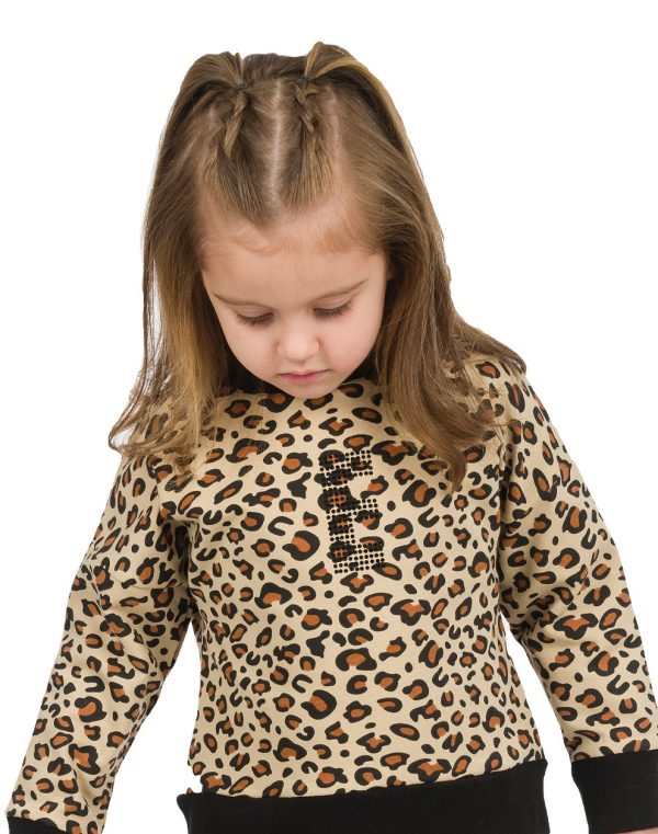 Girl΄s fleece blouse with leopard animal print