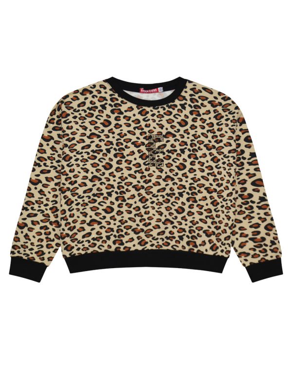 Girl΄s fleece blouse with leopard animal print