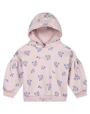 Girl΄s fleece floral blouse with hood