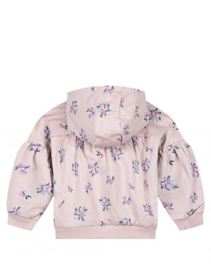 Girl΄s fleece floral blouse with hood