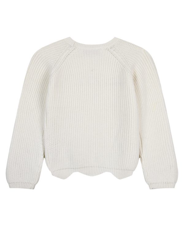 Girl΄s knit sweter with unever zig-zag hem