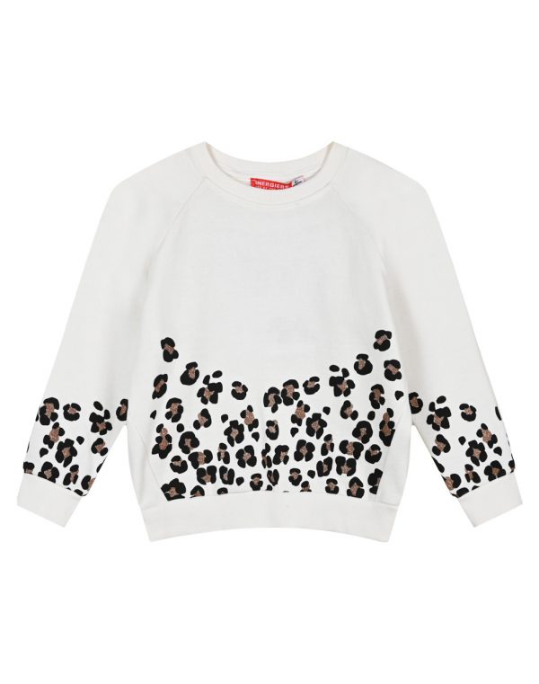 Girl΄s raglan fleece blouse with leopard animal print