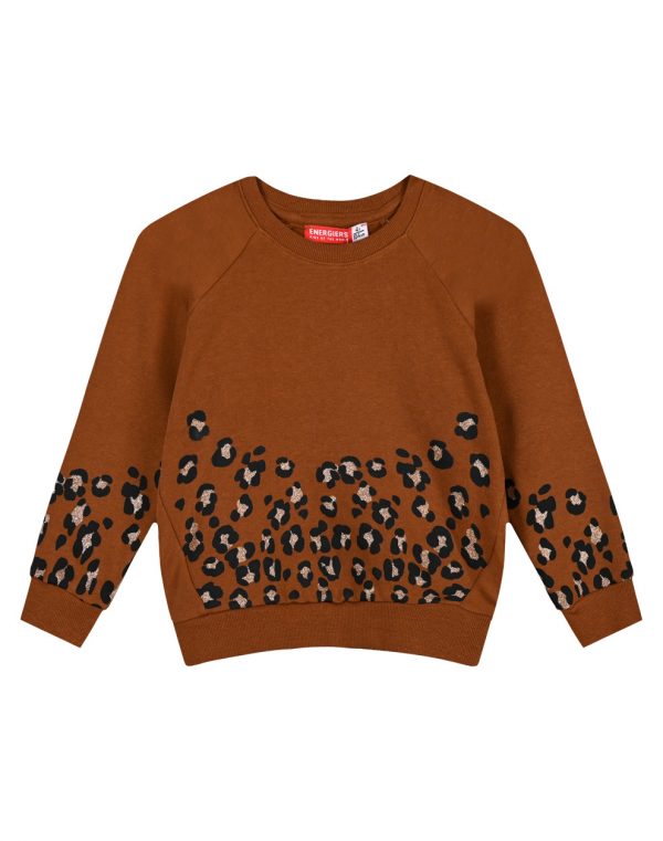 Girl΄s raglan fleece blouse with leopard animal print