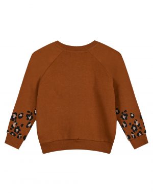 Girl΄s raglan fleece blouse with leopard animal print