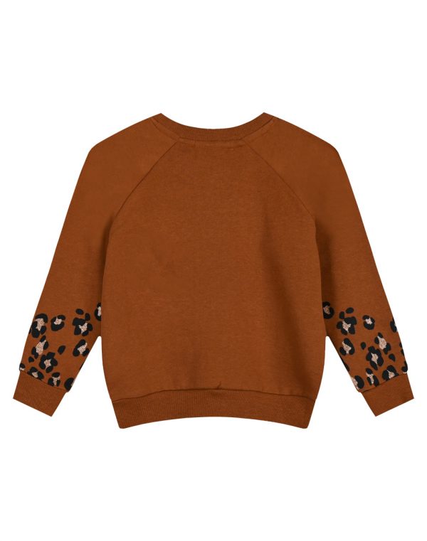 Girl΄s raglan fleece blouse with leopard animal print