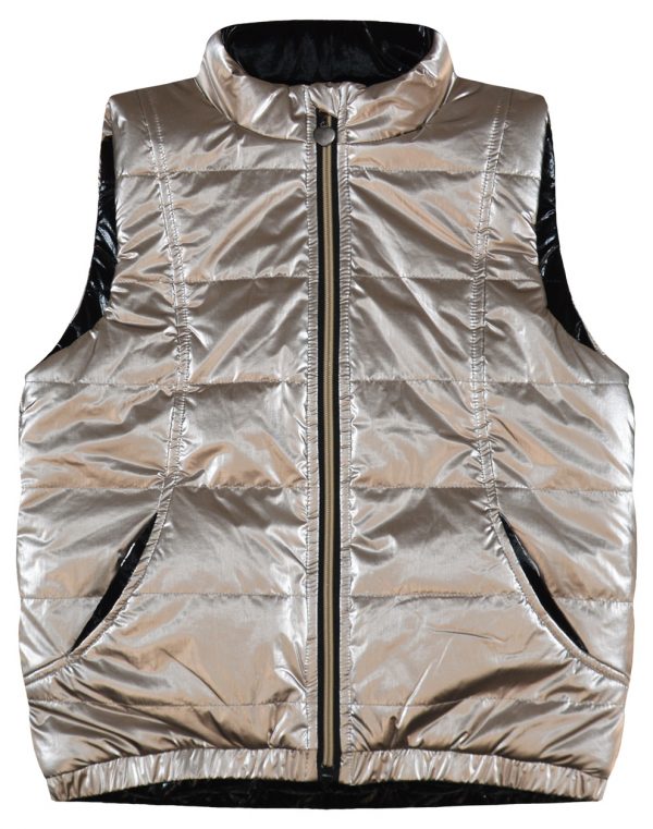 Girl΄s metallic double-faced puffer vest jacket