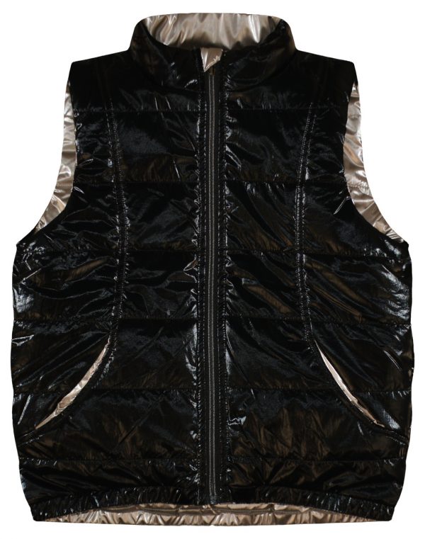 Girl΄s metallic double-faced puffer vest jacket