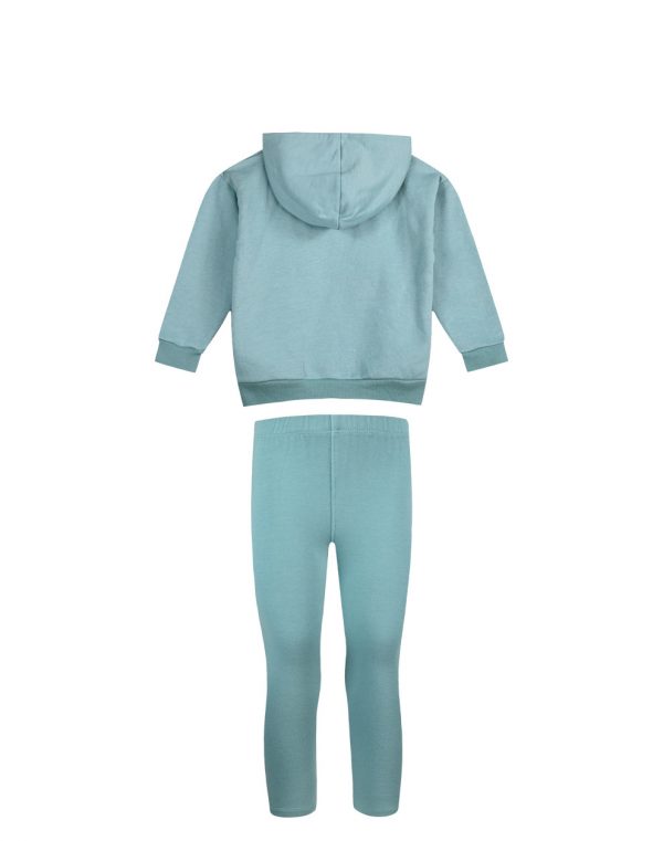 Girl΄s set of fleece blouse with hood and long leggings