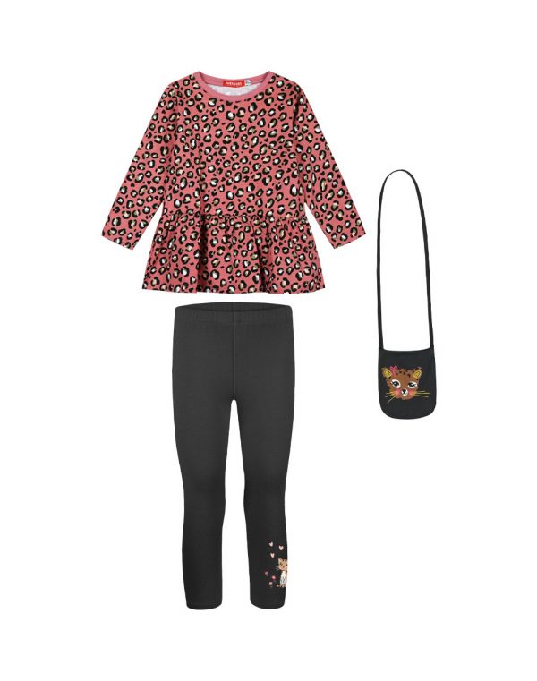 Girl΄s jersey set with tunic blouse long leggings and bag