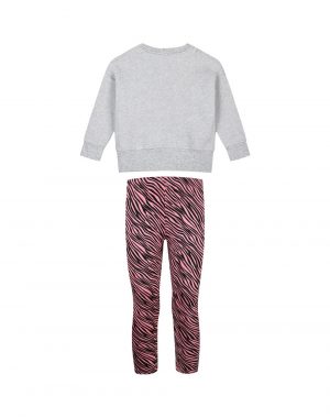 Girl΄s set with fleece blouse and long animal print leggings