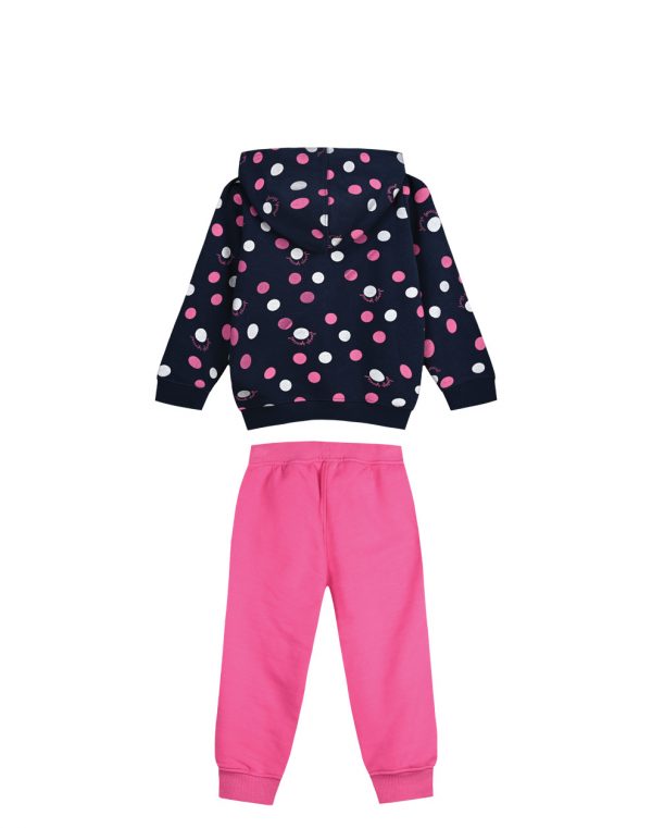 Girl΄s fleece set all over print jacket with hood, and sweatpants