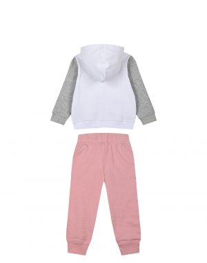 Girl΄s fleece set with jacket and sweatpants with decorative tapes