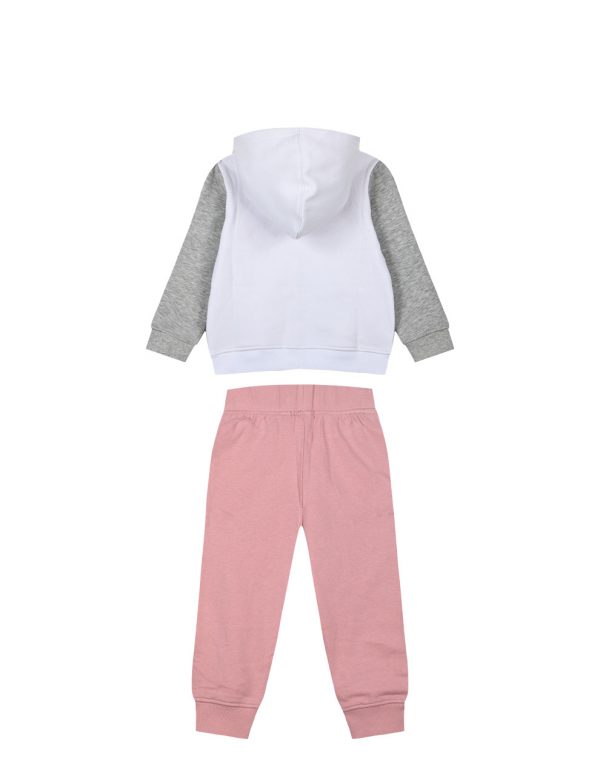 Girl΄s fleece set with jacket and sweatpants with decorative tapes