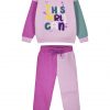 Girl΄s block colour fleece set