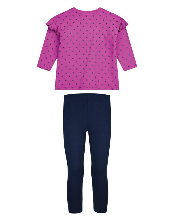 Girl΄s jersey set with polka dot blouse and long leggings