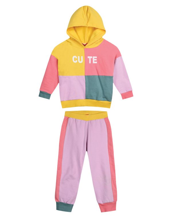 2-piece set for girls with internal lining, built-in hood and print