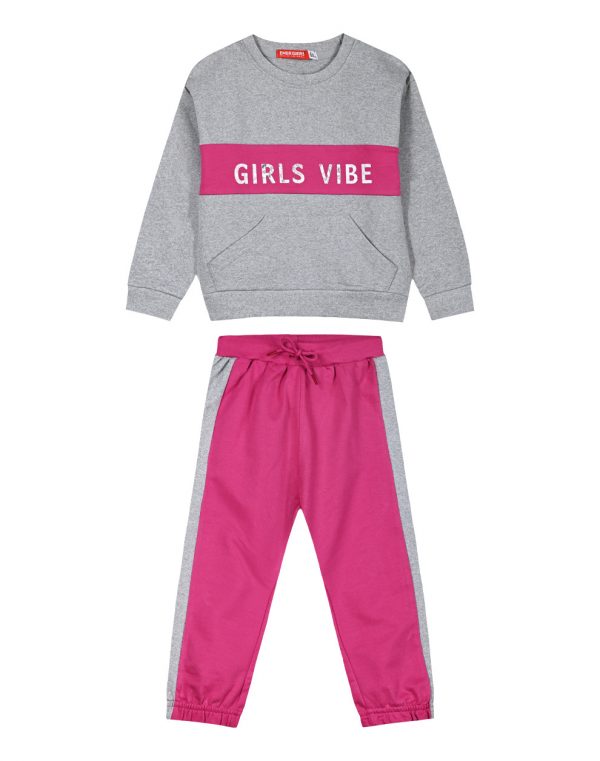 Energiers cotton sweatshirt set with print for girls