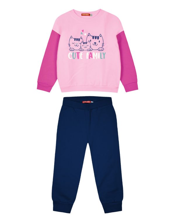 Energiers cotton sweatshirt set with print for girls