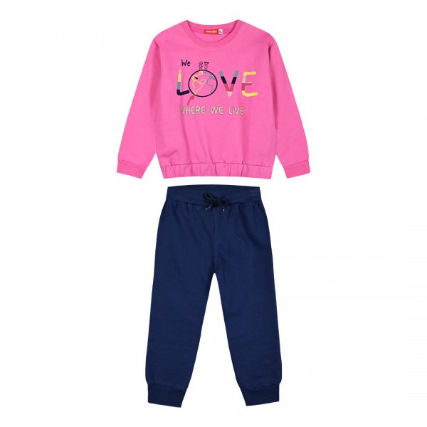 Energiers cotton sweatshirt set with print for girls