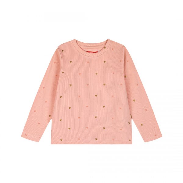 Ribbed shirt with glitter print for girls