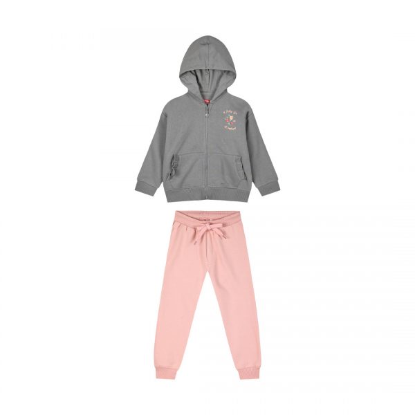 Fleece tracksuit set with embroidery for girls