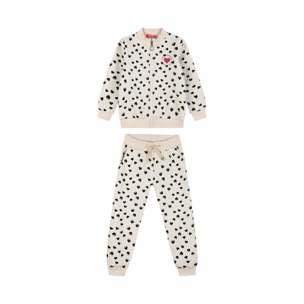 Printed fleece tracksuit set for girls