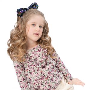 Printed shirt with frills for girls