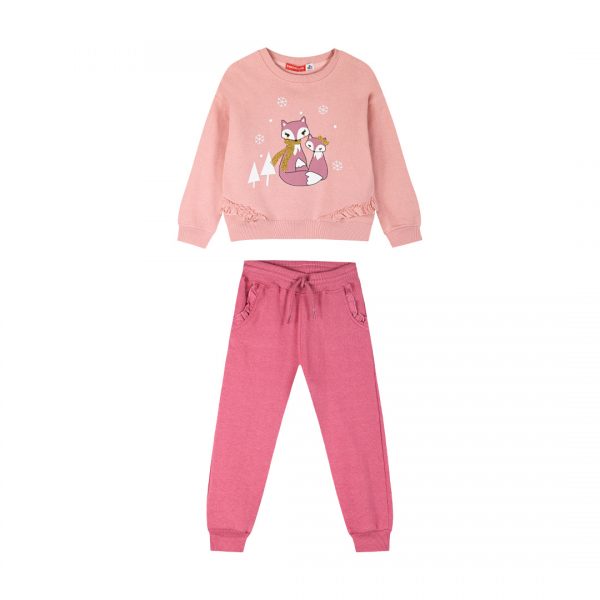 Fleece tracksuit set with print for girls