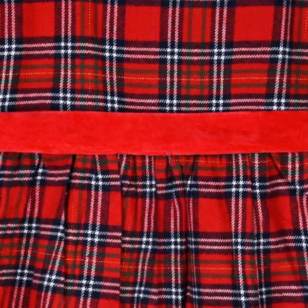 Plaid christmas dress with velvet belt for girls