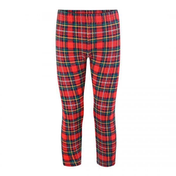 Plaid christmas leggings for girls