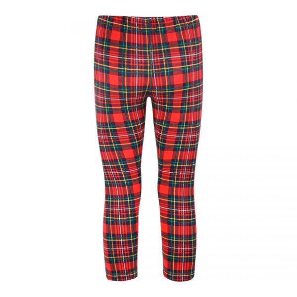 Plaid christmas leggings for girls